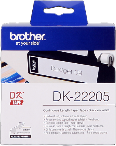 Brother DK-22205 Etichette continue 62mm x 30,48m Nero su bianco