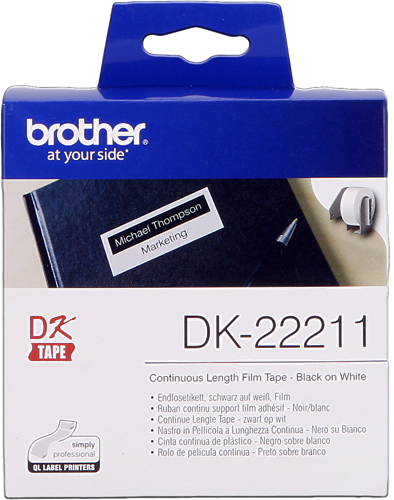Brother DK-22211 Etichette senza fine 29mm x 15,24m Nero su bianco