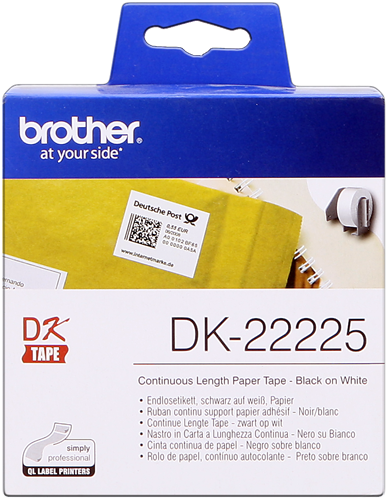 Brother DK-22225 Etichette senza fine 38mm x 30,48m Nero su bianco