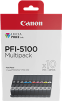 Canon PFI-5100 10 Tintentanks Multipack Nero (opaco) / Nero (Foto) / ciano / magenta / giallo / ciano (Foto) / magenta (Foto) / Rosso / Grigio / Trasparente