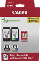 Canon PG-575+CL-576 nero / differenti colori / Bianco Value Pack