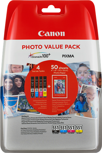 Canon CLI-551 Photo nero / ciano / magenta / giallo Value Pack