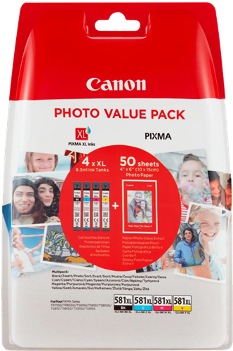 Canon CLI-581 XL Photo nero / ciano / magenta / giallo Value Pack