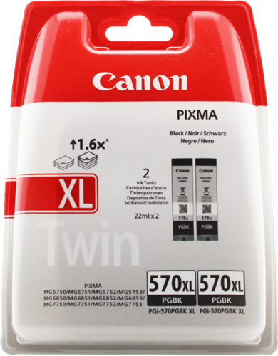 Canon PIXMA TS6052 PGI-570pgbk XL Twin