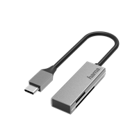 Hama 00200131 lettore di schede USB-C USB 3.0, SD/microSD, alluminio Argento