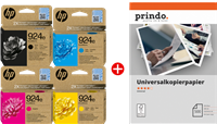 HP + Prindo Universal Papier 500 Blatt nero / ciano / magenta / giallo / Bianco Value Pack 924e MCVP