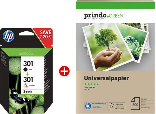 HP DeskJet 3052 + Prindo Green Recyclingpapier 500 Blatt