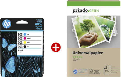 HP OfficeJet Pro 6970 All-in-One + Prindo Green Recyclingpapier 500 Blatt