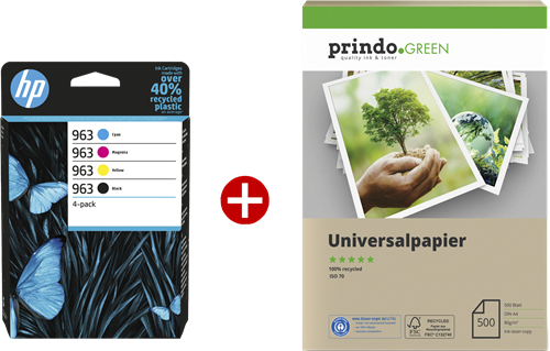 HP Officejet Pro 9012e + Prindo Green Recyclingpapier 500 Blatt