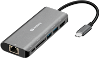 Sandberg Docking station USB-C, HDMI+LAN+SD+USB 100 W Grigio